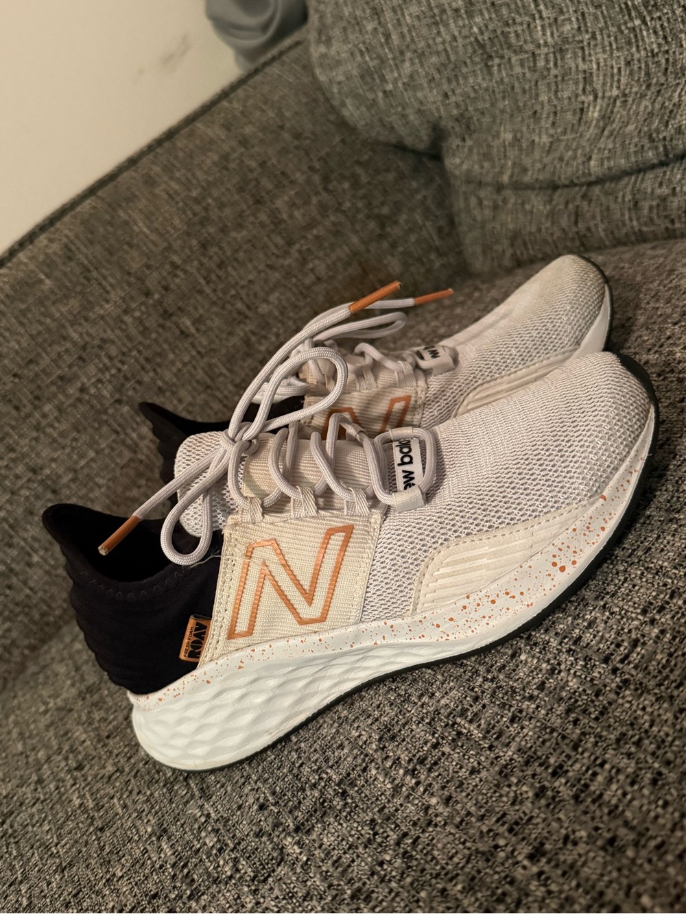 New Balance Kids White Sneakers with Orange Accents